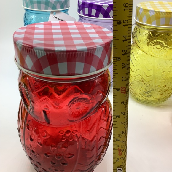 206242-6GB Owl Colors 6 Pc Glass Jar Set Canister with Airtight Metal Lids 16 oz - Picture 8 of 8